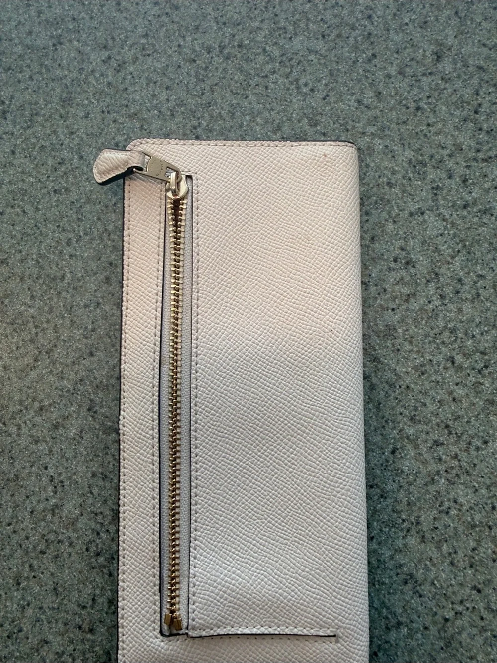 Coach Pale white Leather Continental Wallet with Gold Logo
